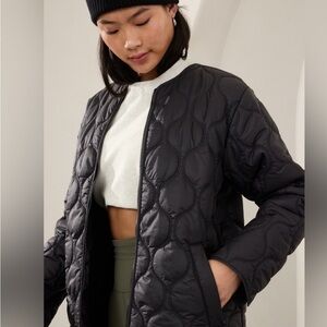 Athleta Black Puffer Jacket with Quilted Design